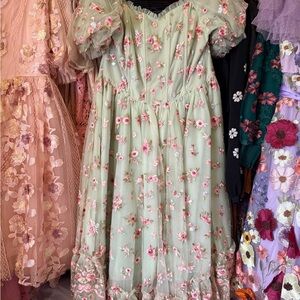 JessaKae Pastel Green Floral Kids Dress